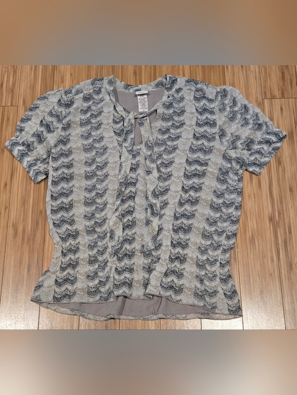 Covington Light Patterned Tie-Neck Blouse